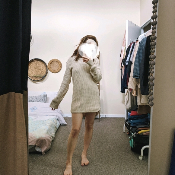 Revamped cream knitted sweater dress size M - Picture 3 of 7